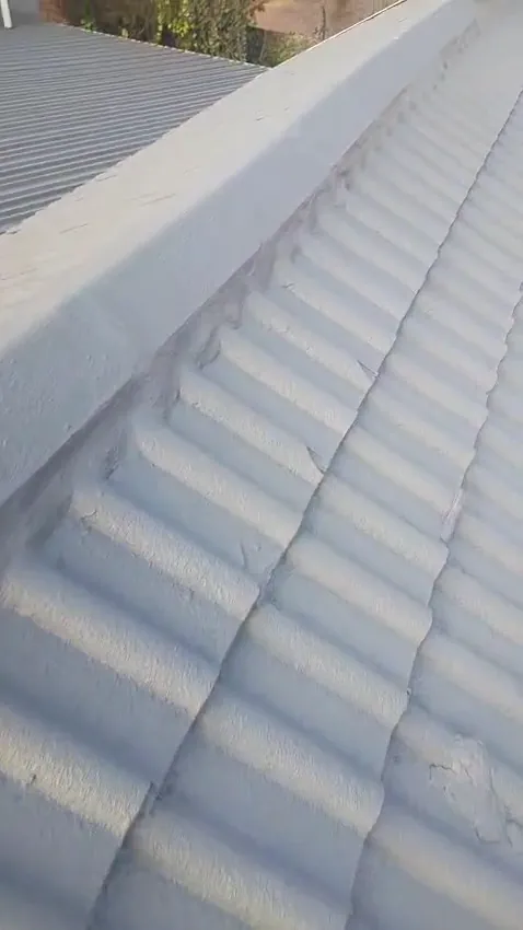Painted grey tiled roof along the ridge line